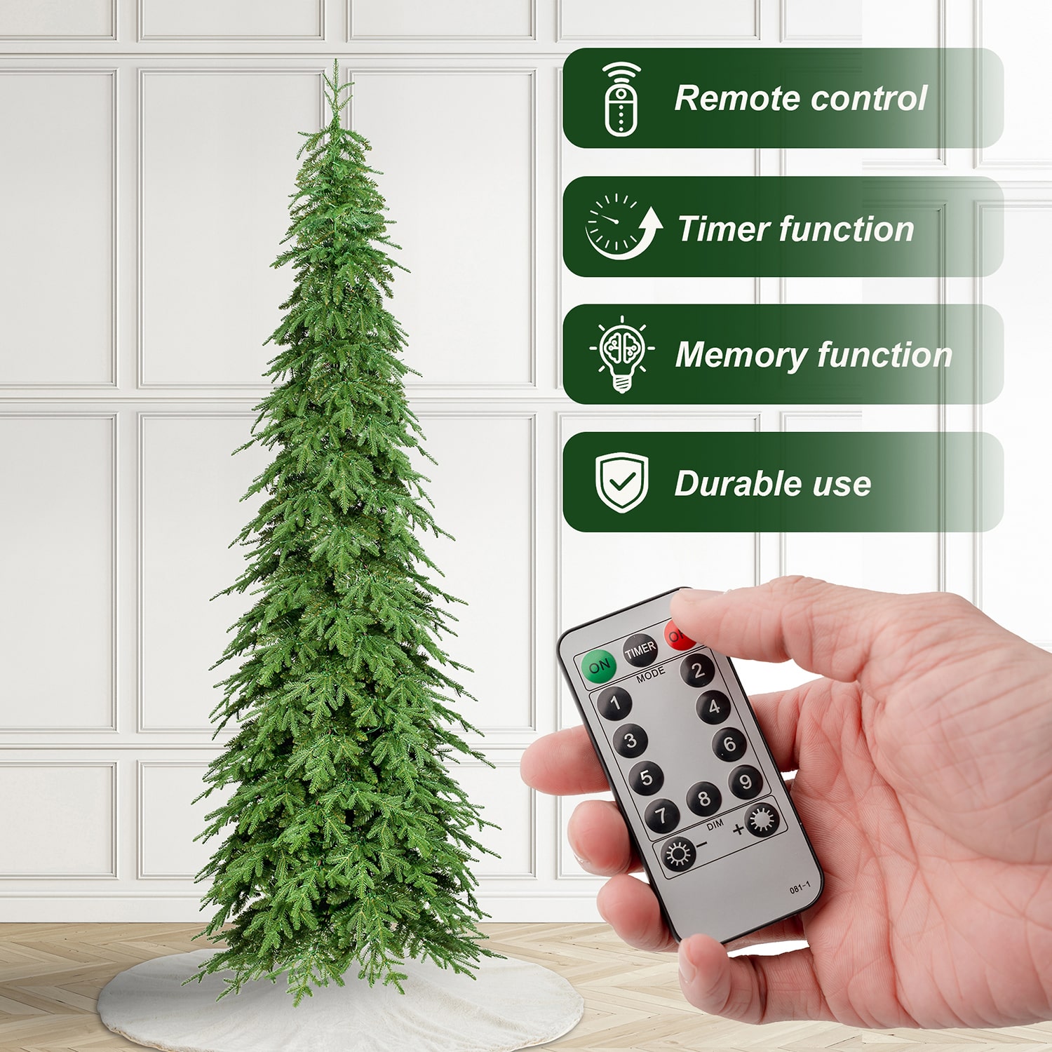 Glitzhome Pencil Artificial Foot Pre-Lit Multi-Function Lights Spruce Christmas Tree