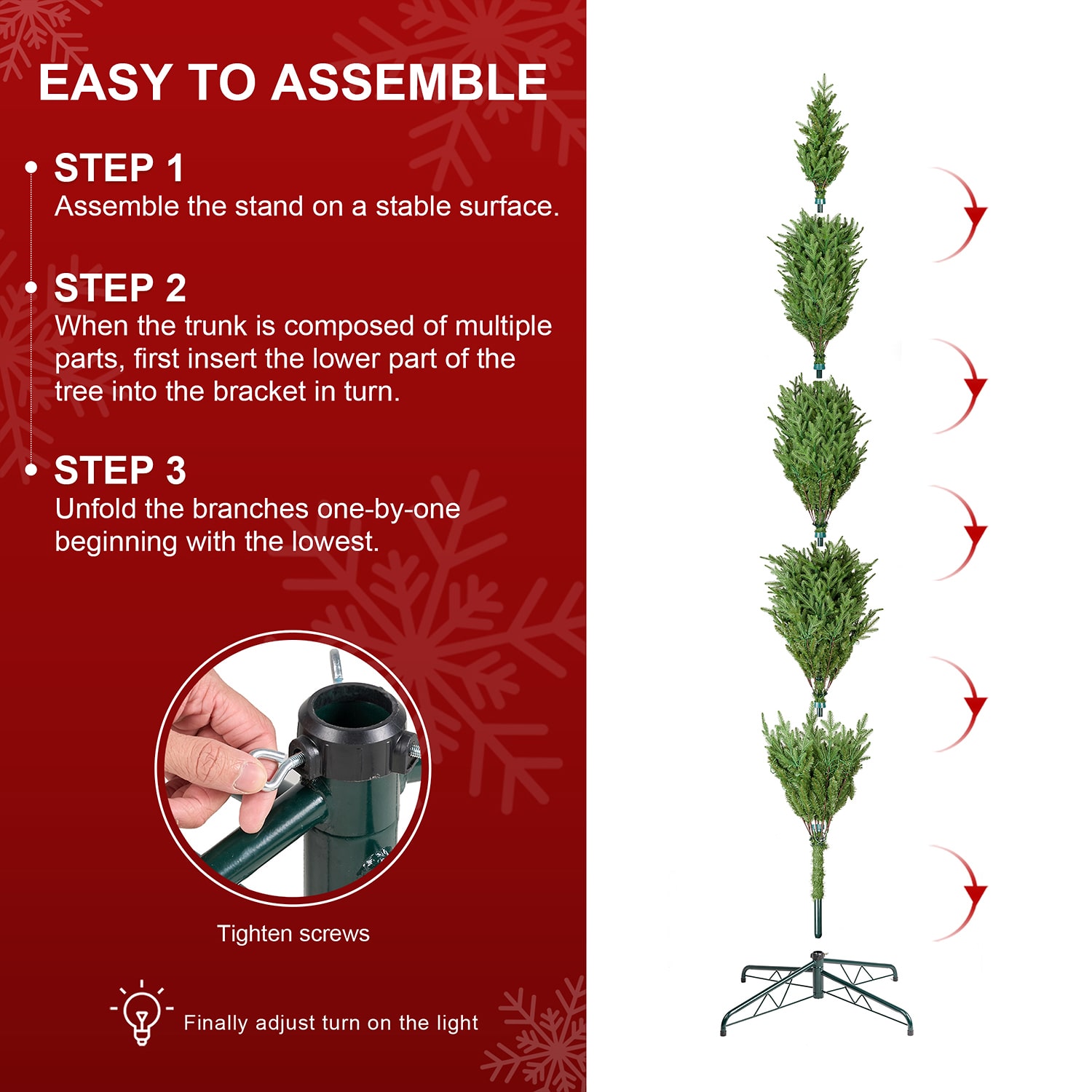 Glitzhome Pencil Artificial Foot Pre-Lit Multi-Function Lights Spruce Christmas Tree