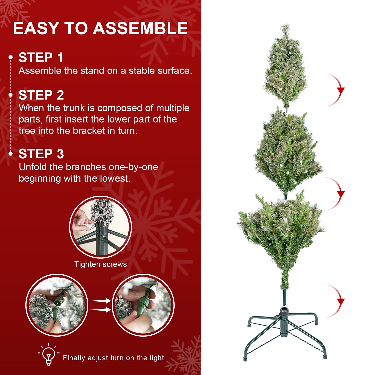 Glitzhome Slim Artificial 6 Foot Pre-Lit Multi-Function Lights Pine Christmas Tree