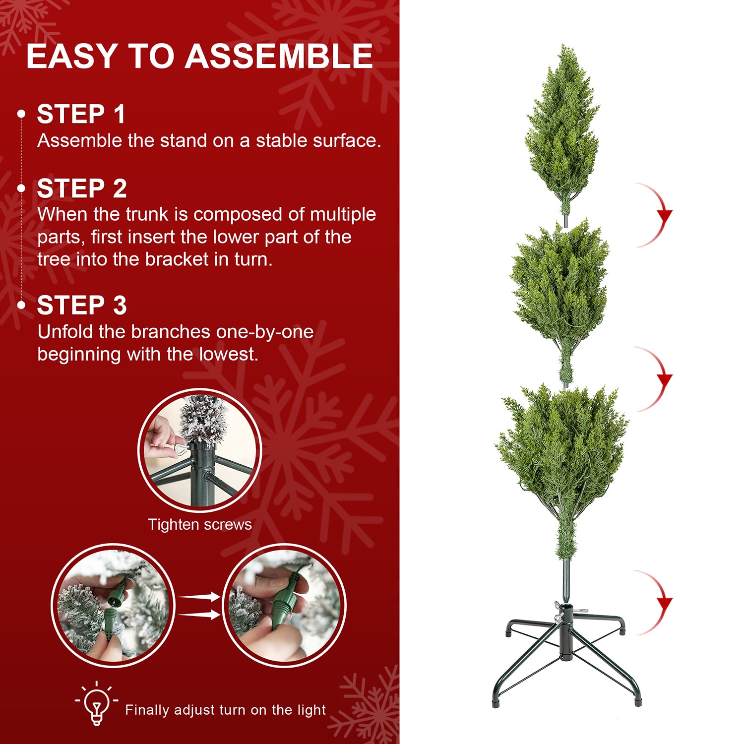 Glitzhome Artificial Cypress Foot Pre-Lit Multi-Function Lights Christmas Tree
