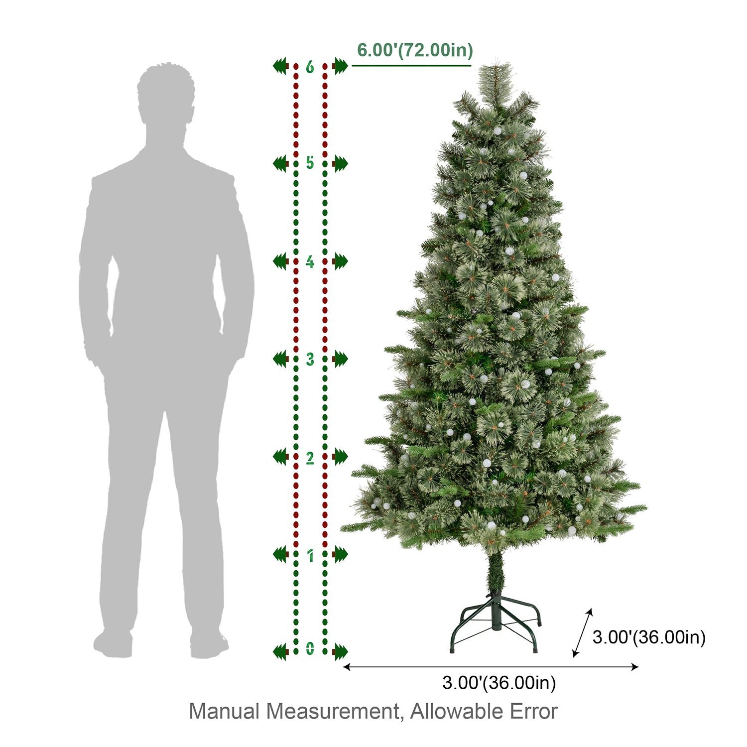Glitzhome Slim Artificial 6 Foot Pre-Lit Multi-Function Lights Pine Christmas Tree