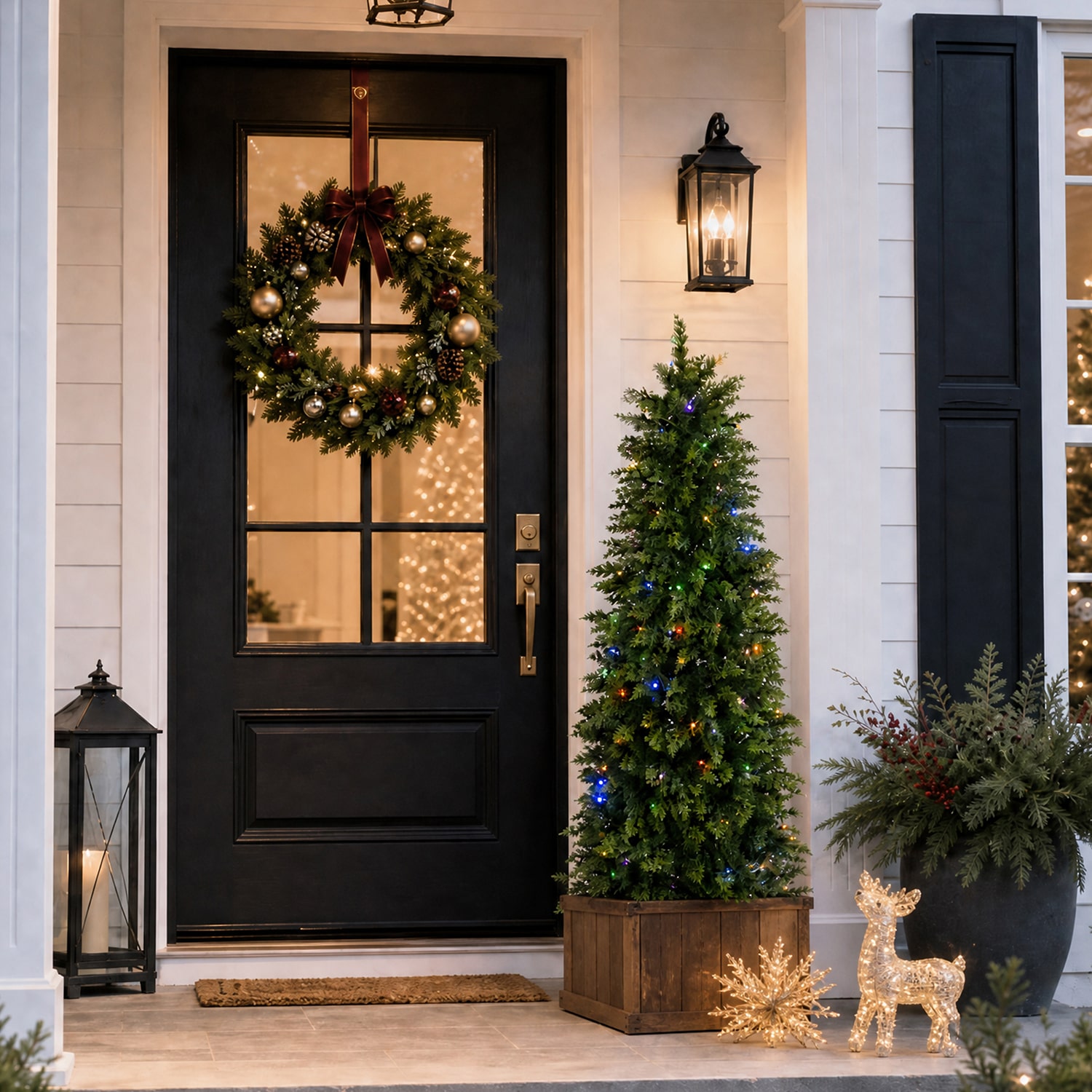Glitzhome Artificial Cypress Foot Pre-Lit Multi-Function Lights Christmas Tree