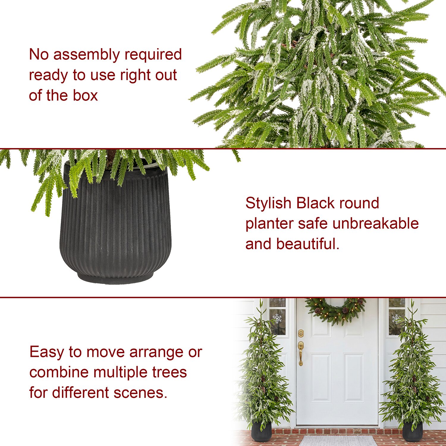 Glitzhome 3ft Artificial Frosted Norfolk Porch 3 Foot Potted Pine Christmas Tree
