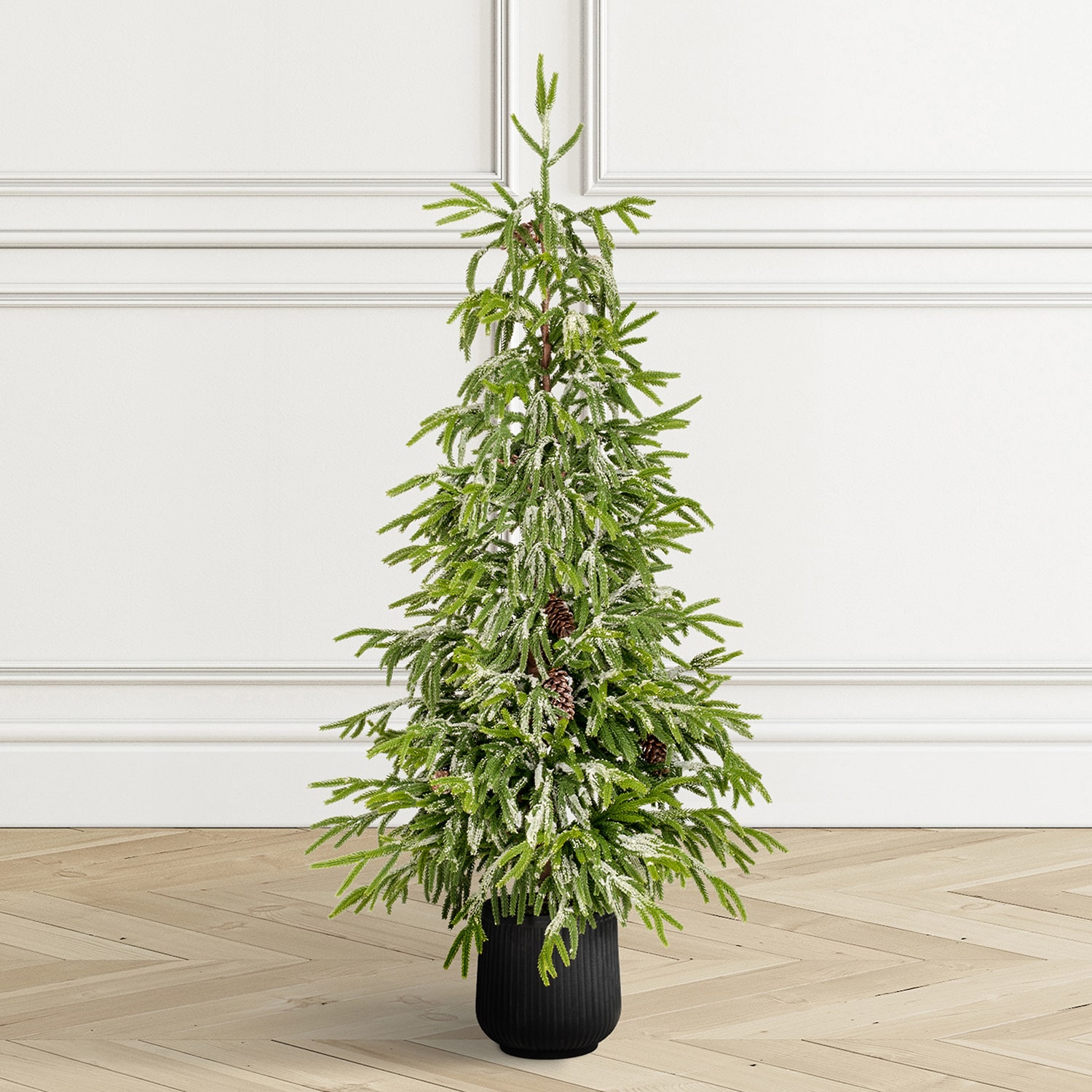 Glitzhome 3ft Artificial Frosted Norfolk Porch 3 Foot Potted Pine Christmas Tree