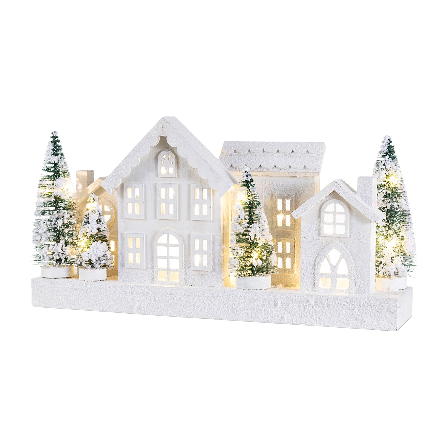 Glitzhome Wooden Snowed Villages Christmas Tabletop Decor