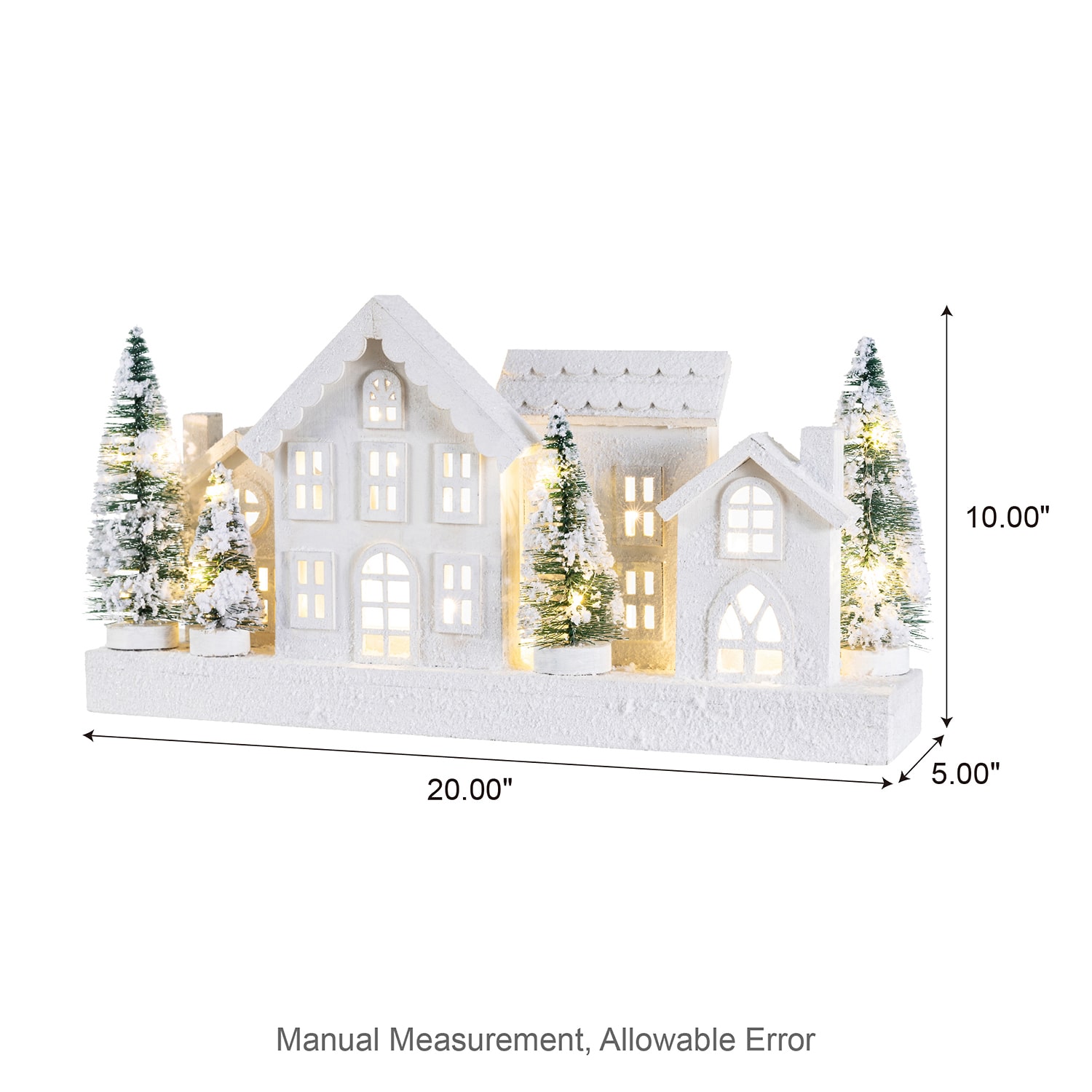Glitzhome Wooden Snowed Villages Christmas Tabletop Decor