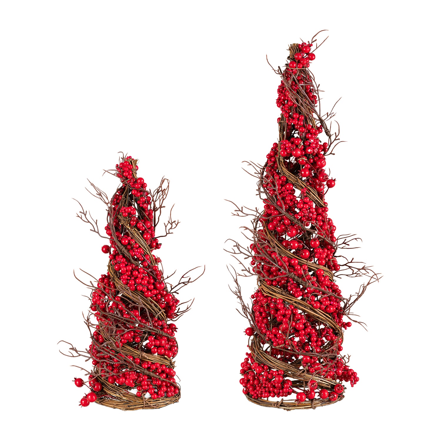 Glitzhome Red Berry Rattan Table Christmas Tree