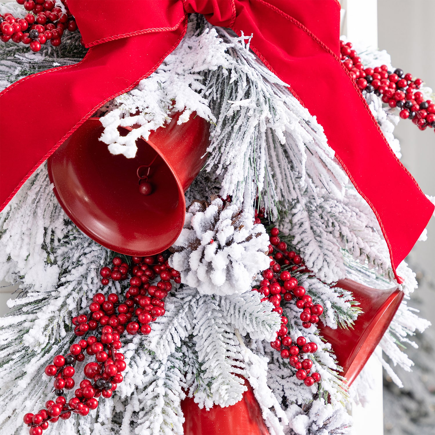 Glitzhome 30" Red Bell &  Berry Bow Floral Arrangement