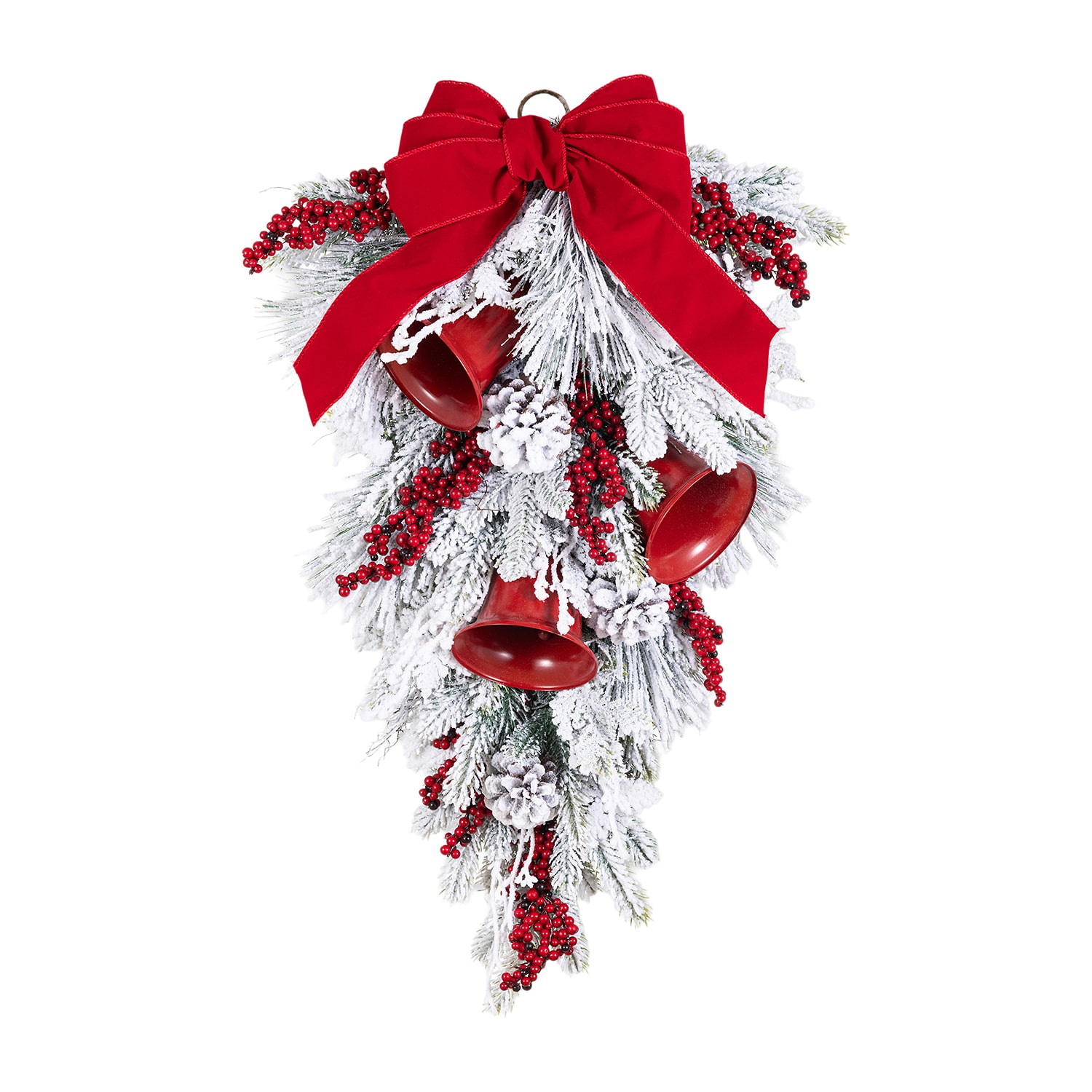 Glitzhome 30" Red Bell &  Berry Bow Floral Arrangement
