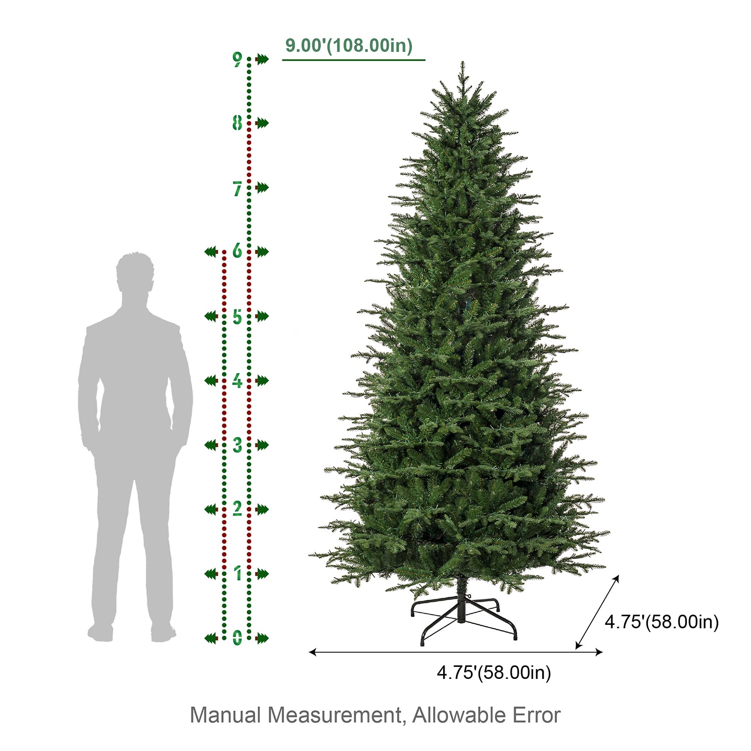 Glitzhome Full Fir Memory 9 Foot Pre-Lit Multi-Function Lights Fir Christmas Tree