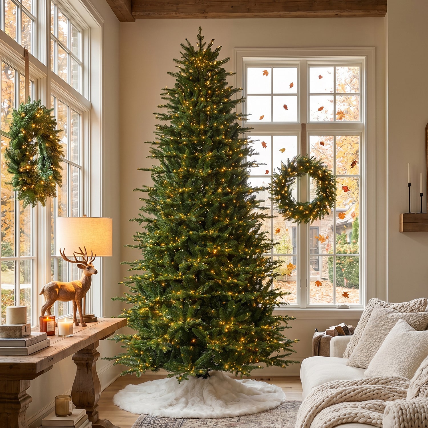 Glitzhome Full Fir Memory 9 Foot Pre-Lit Multi-Function Lights Fir Christmas Tree