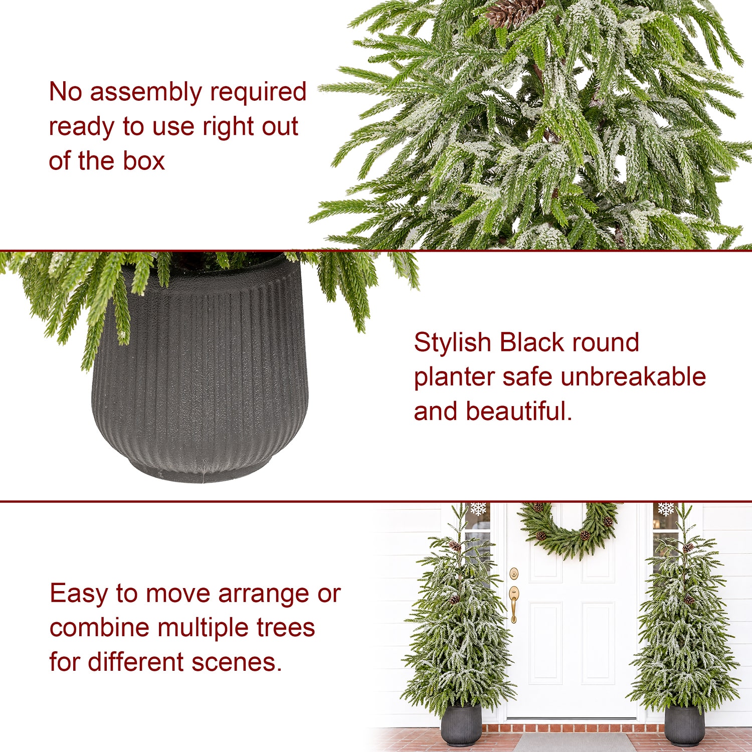 Glitzhome Artificial Frosted Norfolk Porch 4 Foot Potted Pine Christmas Tree