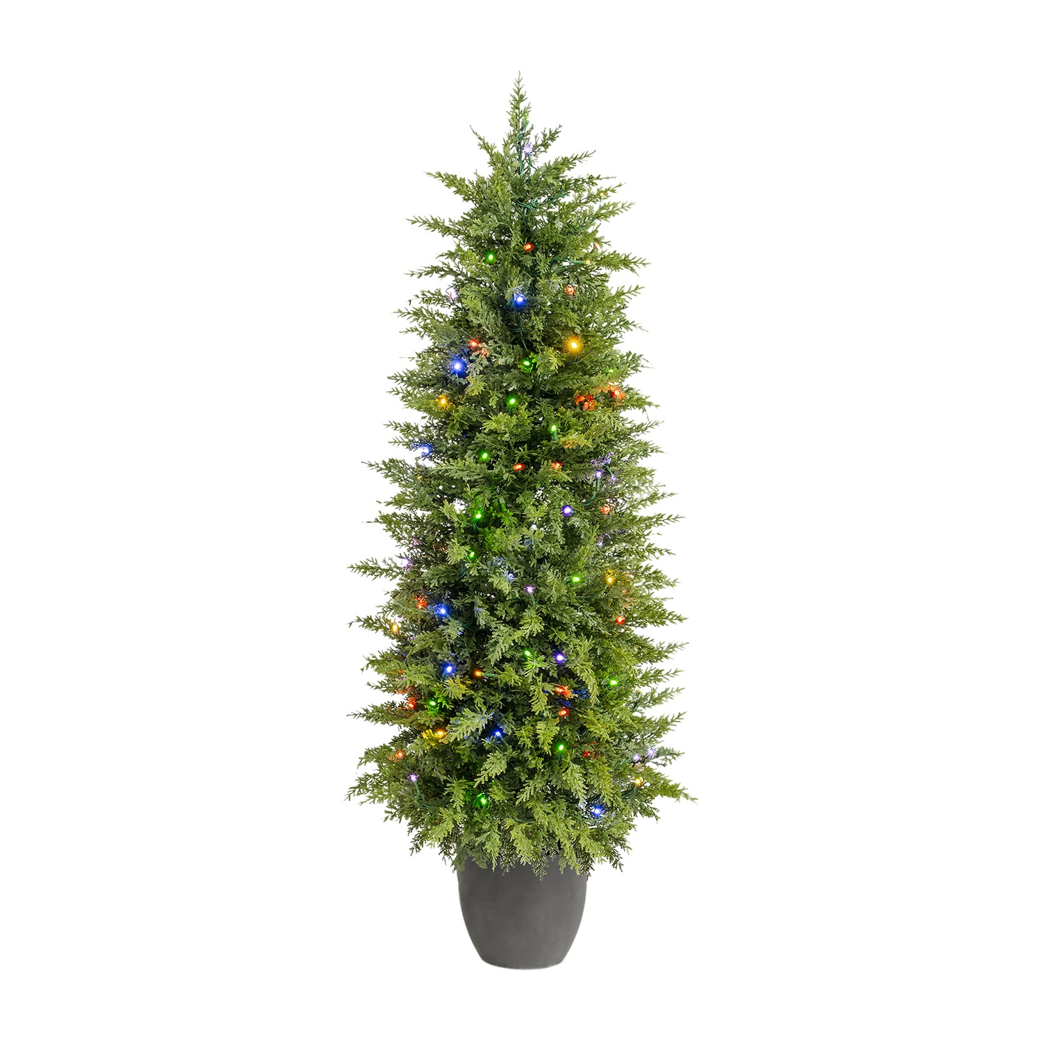 Glitzhome 4ft Artificial Porch Pre-Lit Multi-Function Lights Cedar Christmas Tree