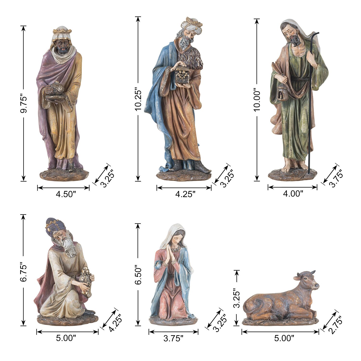Glitzhome Textured Resin Figurine 11-pc. Nativity Set