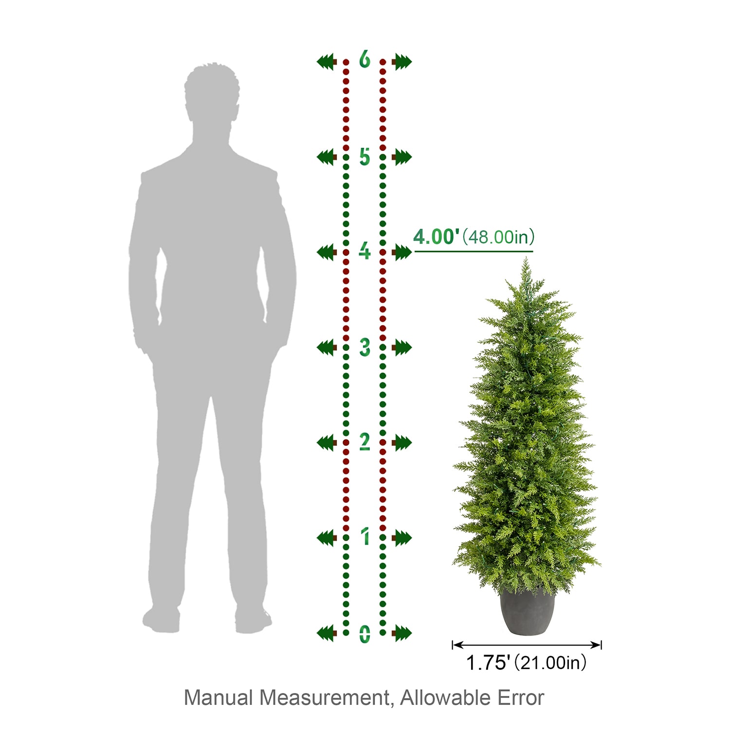 Glitzhome 4ft Artificial Porch Pre-Lit Multi-Function Lights Cedar Christmas Tree