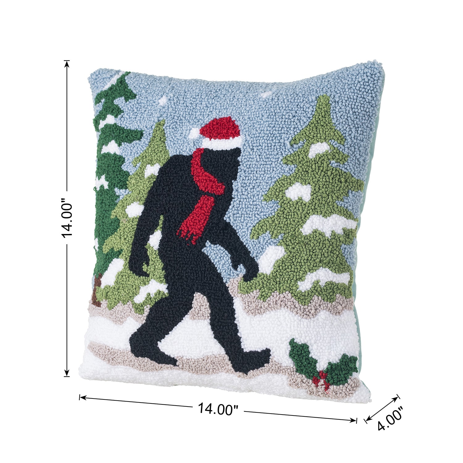 Glitzhome 14" Hooked Bigfoot Throw Pillow Cover