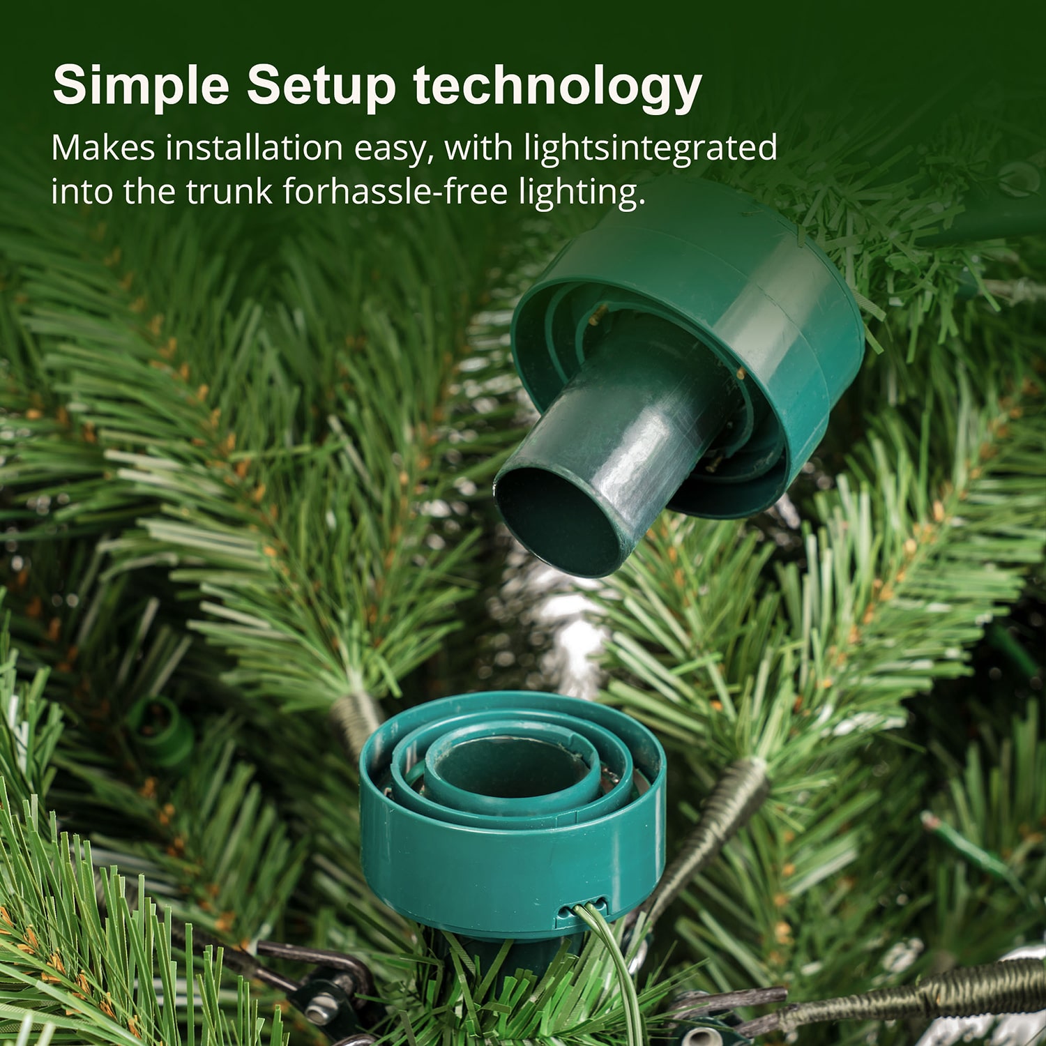 Glitzhome 9ft Pre-Lit Green Full Fir Artificial 9 Foot Pre-Lit Multi-Function Lights Fir Christmas Tree