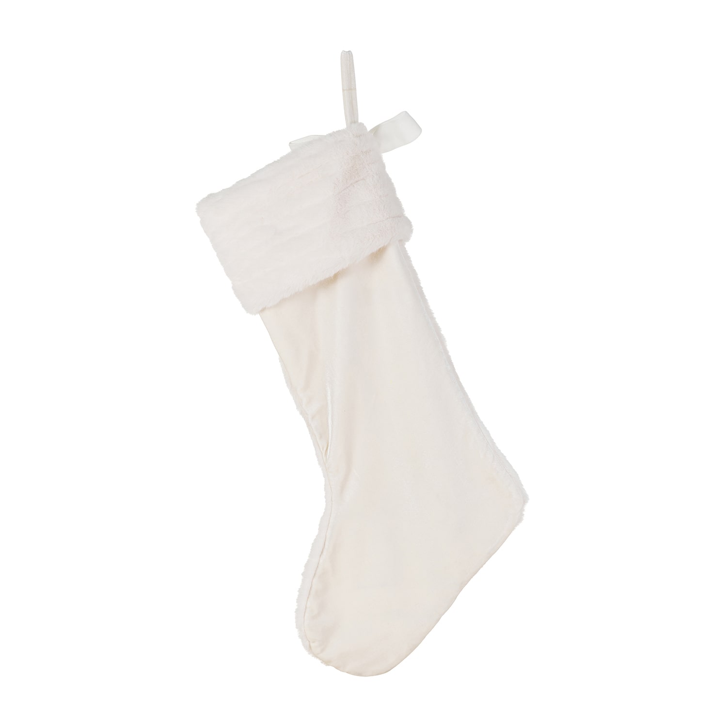 Glitzhome 24" White Textured Plush Knit Christmas Stocking