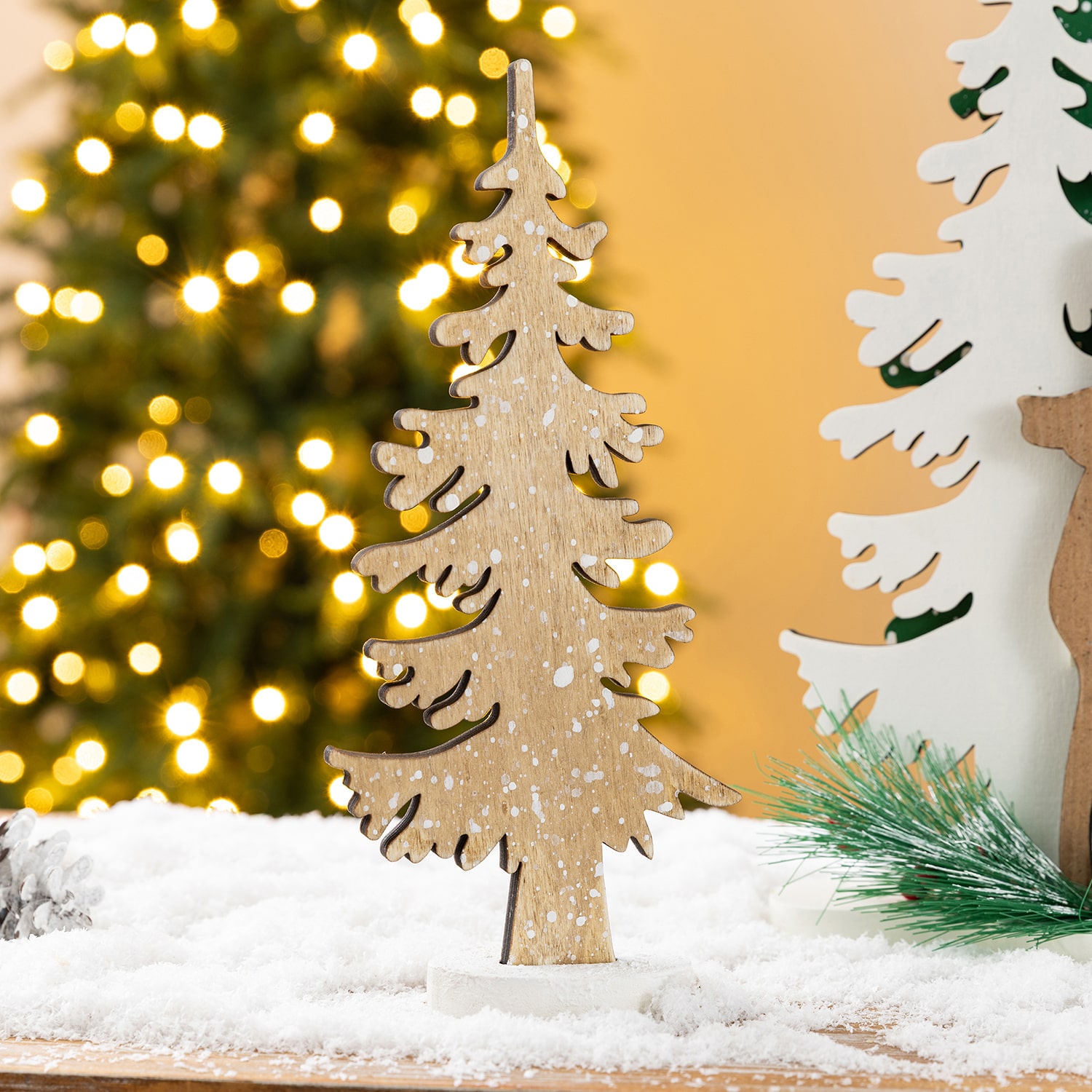 Glitzhome Wooden Reindeern Table Christmas Tree