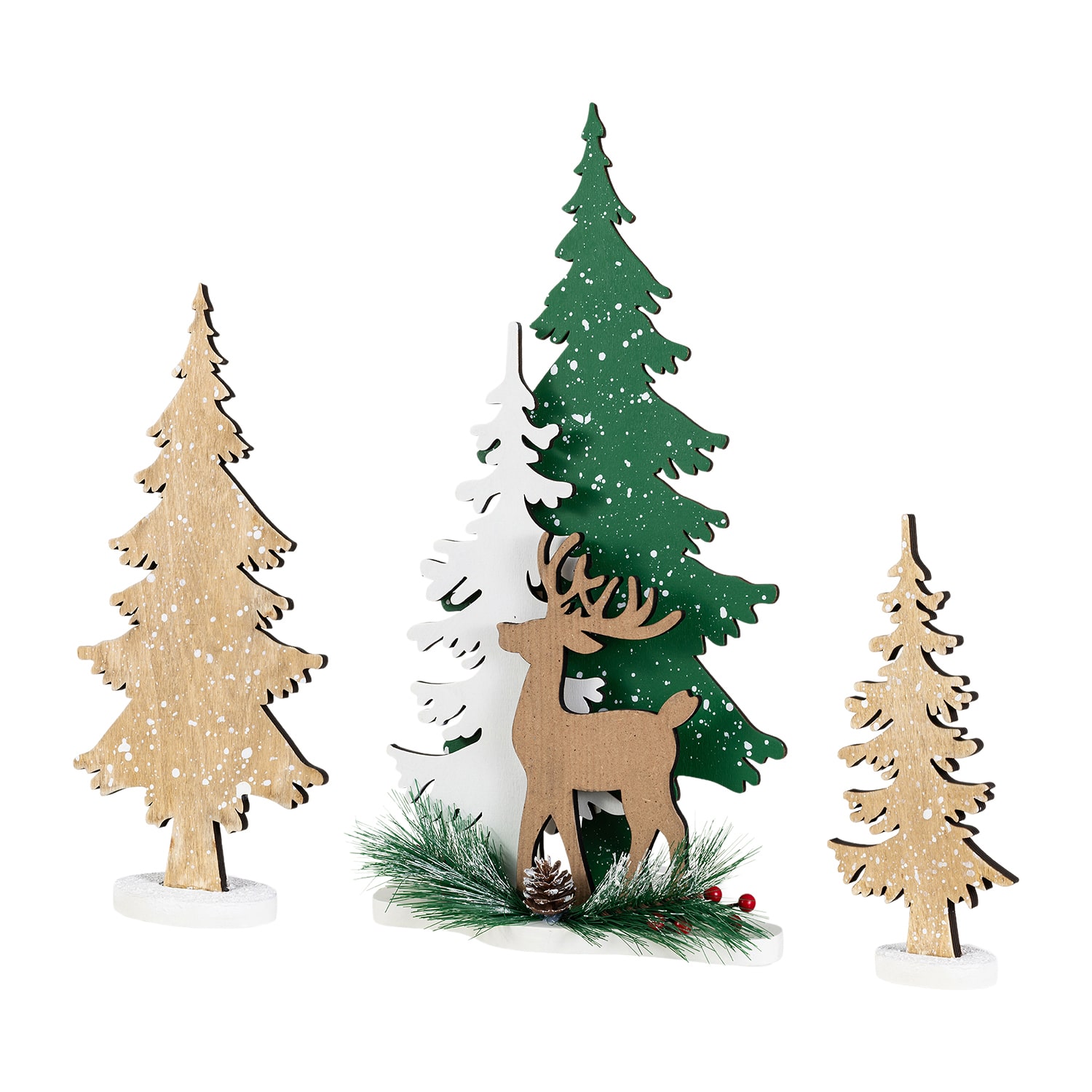 Glitzhome Wooden Reindeern Table Christmas Tree