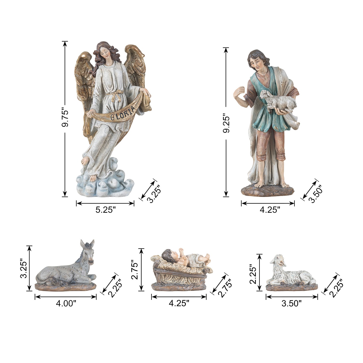 Glitzhome Textured Resin Figurine 11-pc. Nativity Set