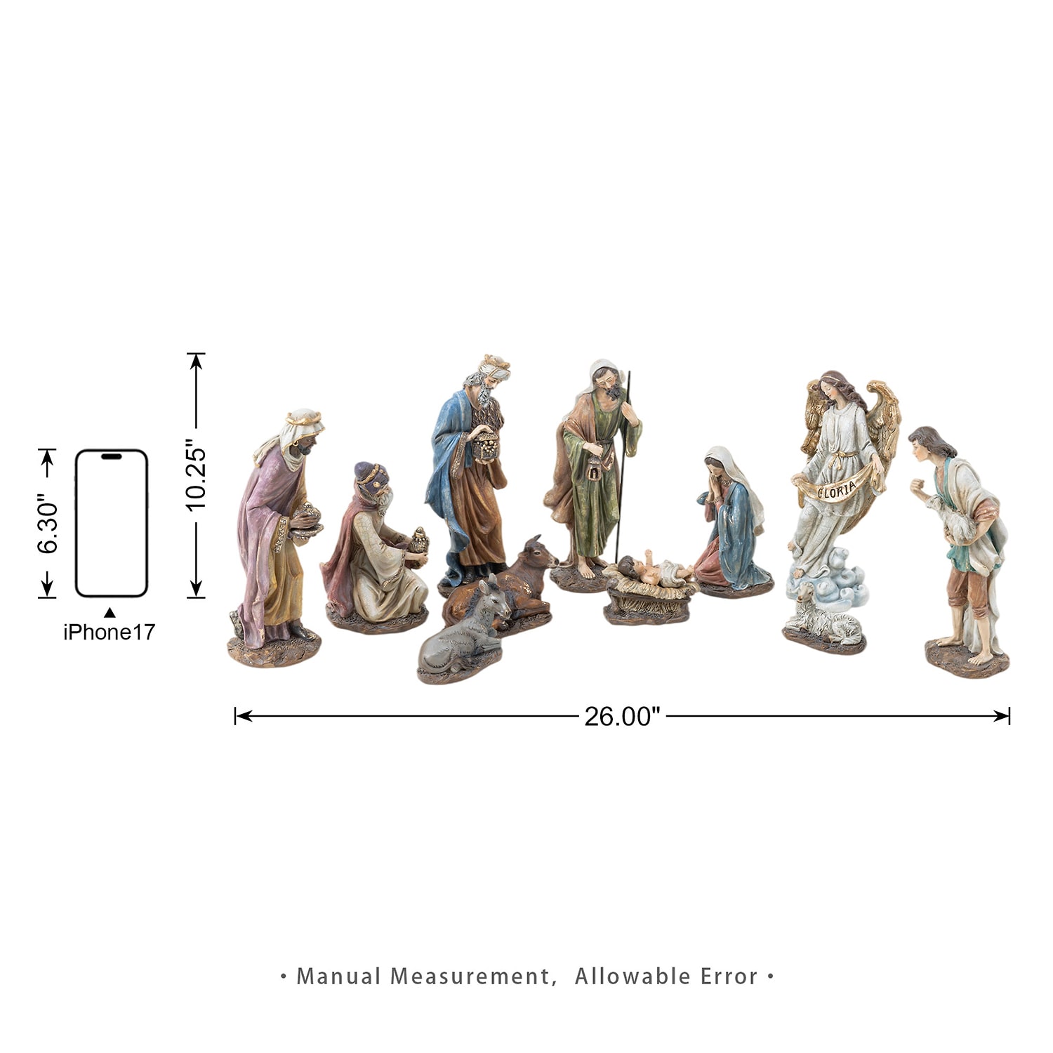 Glitzhome Textured Resin Figurine 11-pc. Nativity Set