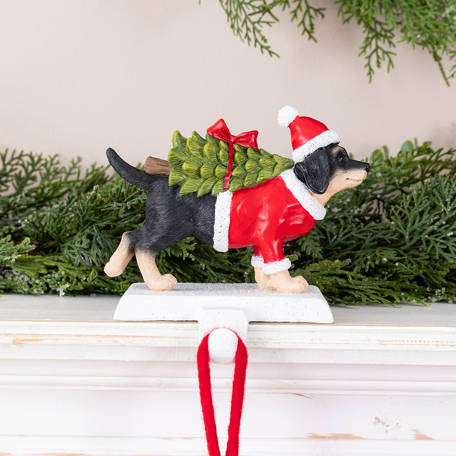 Glitzhome Resin Dachshund 2-pc. Christmas Stocking Holder