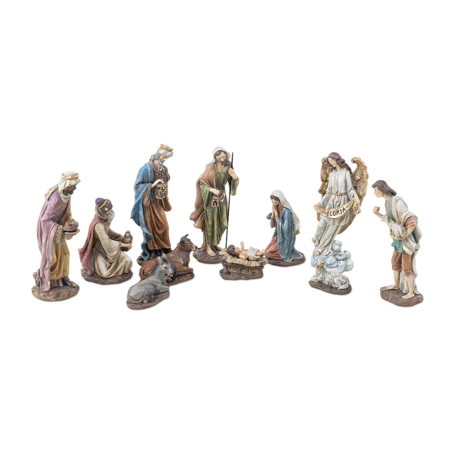 Glitzhome Textured Resin Figurine 11-pc. Nativity Set
