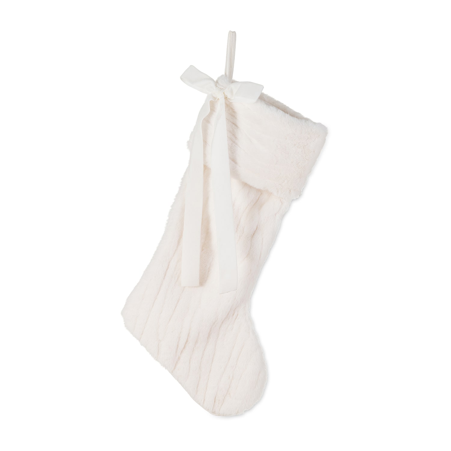Glitzhome 24" White Textured Plush Knit Christmas Stocking