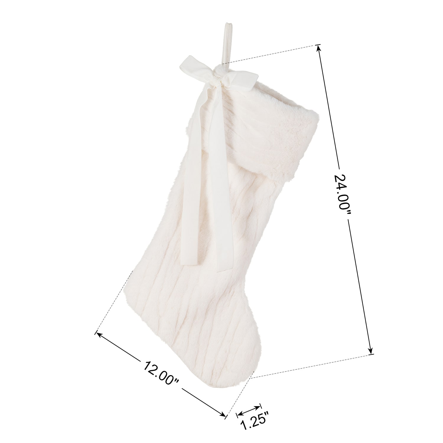 Glitzhome 24" White Textured Plush Knit Christmas Stocking