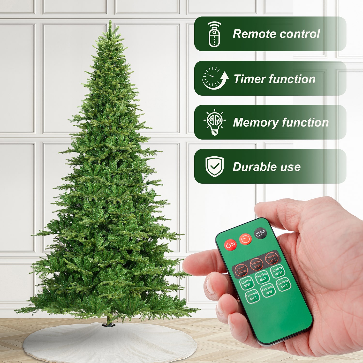 Glitzhome Artificial 11 Foot Pre-Lit Multi-Function Lights Fir Christmas Tree