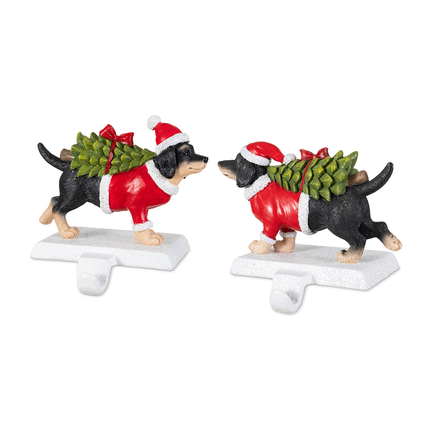 Glitzhome Resin Dachshund 2-pc. Christmas Stocking Holder