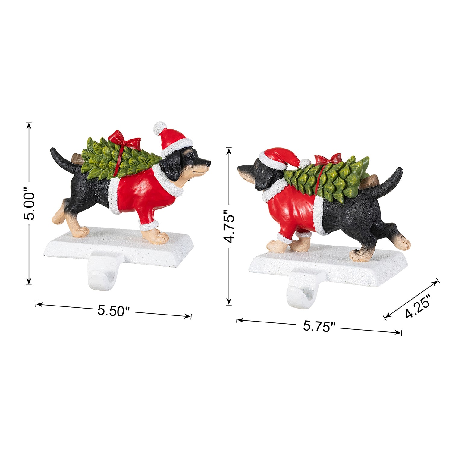 Glitzhome Resin Dachshund 2-pc. Christmas Stocking Holder