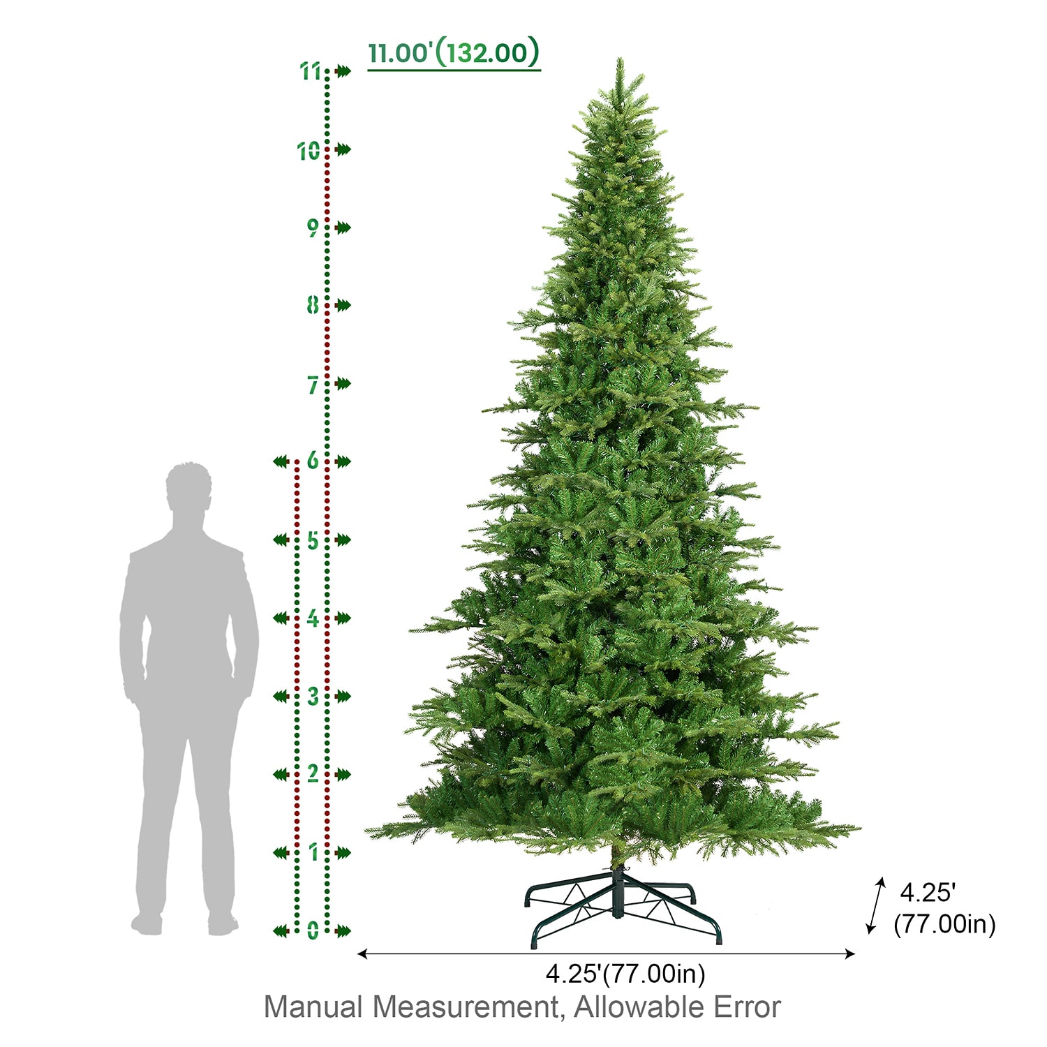 Glitzhome Artificial 11 Foot Pre-Lit Multi-Function Lights Fir Christmas Tree