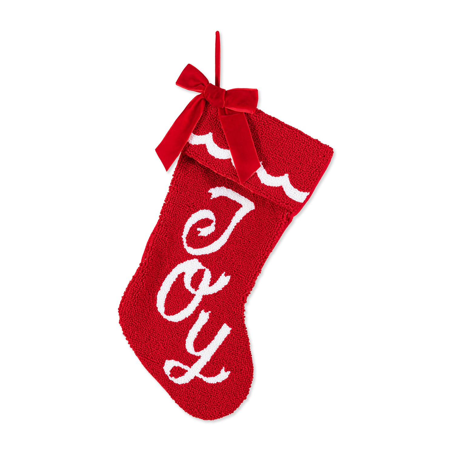 Glitzhome 21" Hooked Joy Knit Christmas Stocking