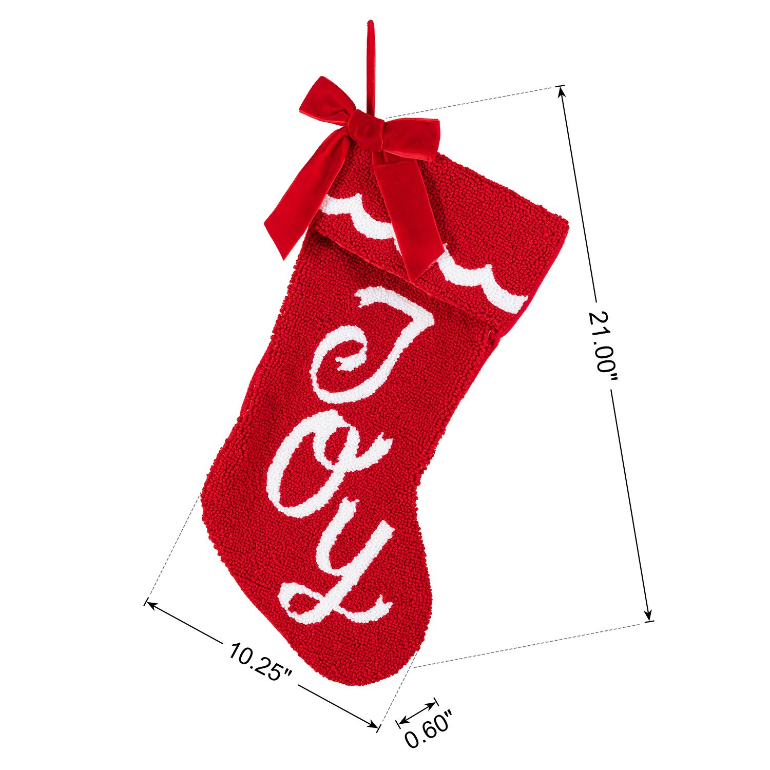 Glitzhome 21" Hooked Joy Knit Christmas Stocking