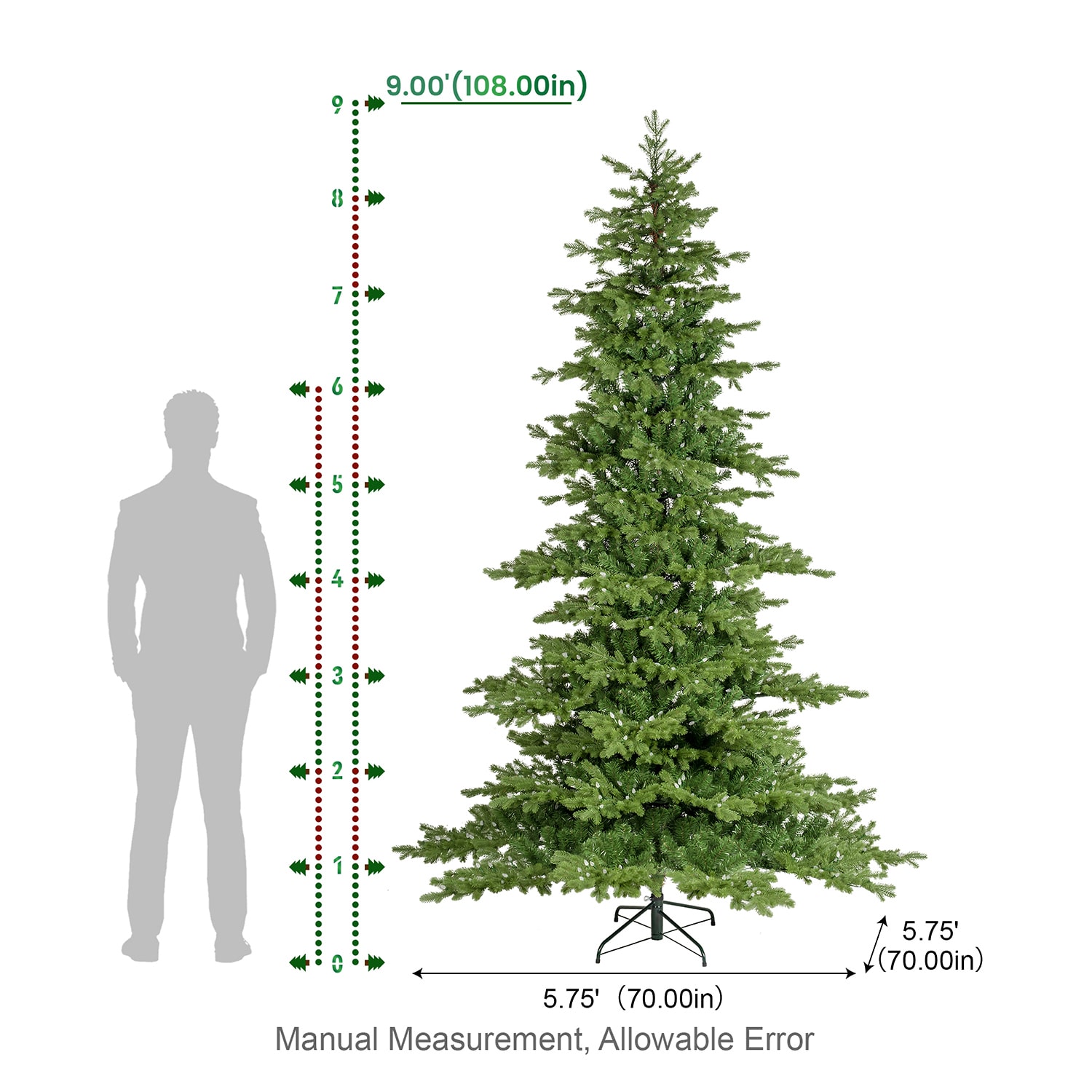 Glitzhome 9ft Pre-Lit Fir Artificial 9 Foot Pre-Lit Multi-Function Lights Fir Christmas Tree