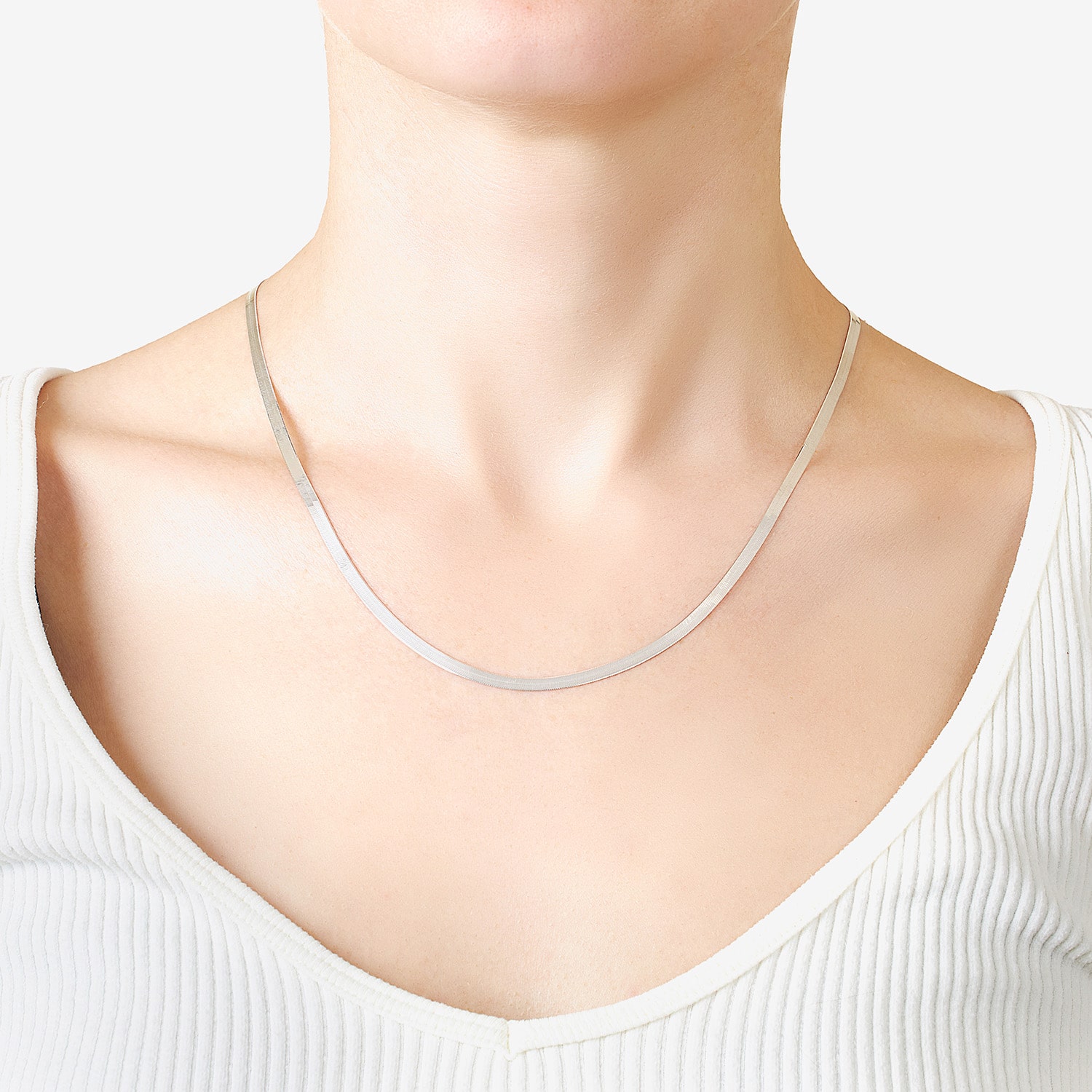 Silver Treasures Made in Italy Womens Sterling Silver 18 Inch Herringbone Chain Necklace