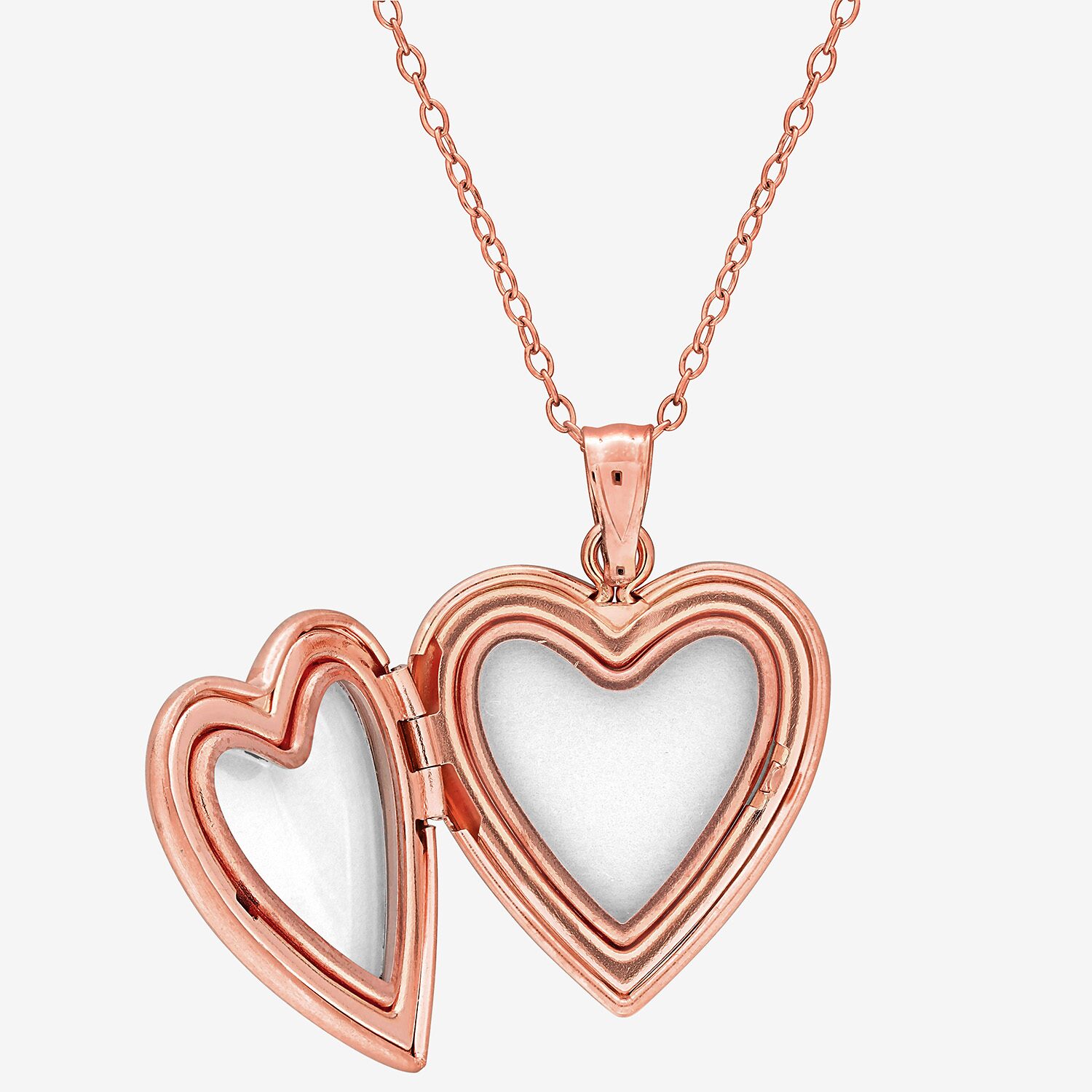 Womens 18K Rose Gold Over Silver Heart Inch Pendant Necklace