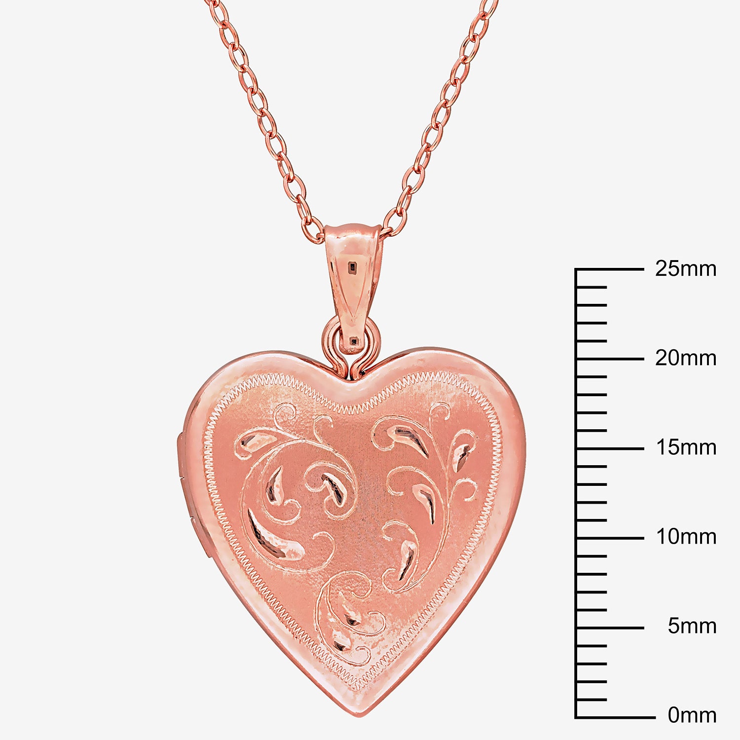 Womens 18K Rose Gold Over Silver Heart Inch Pendant Necklace