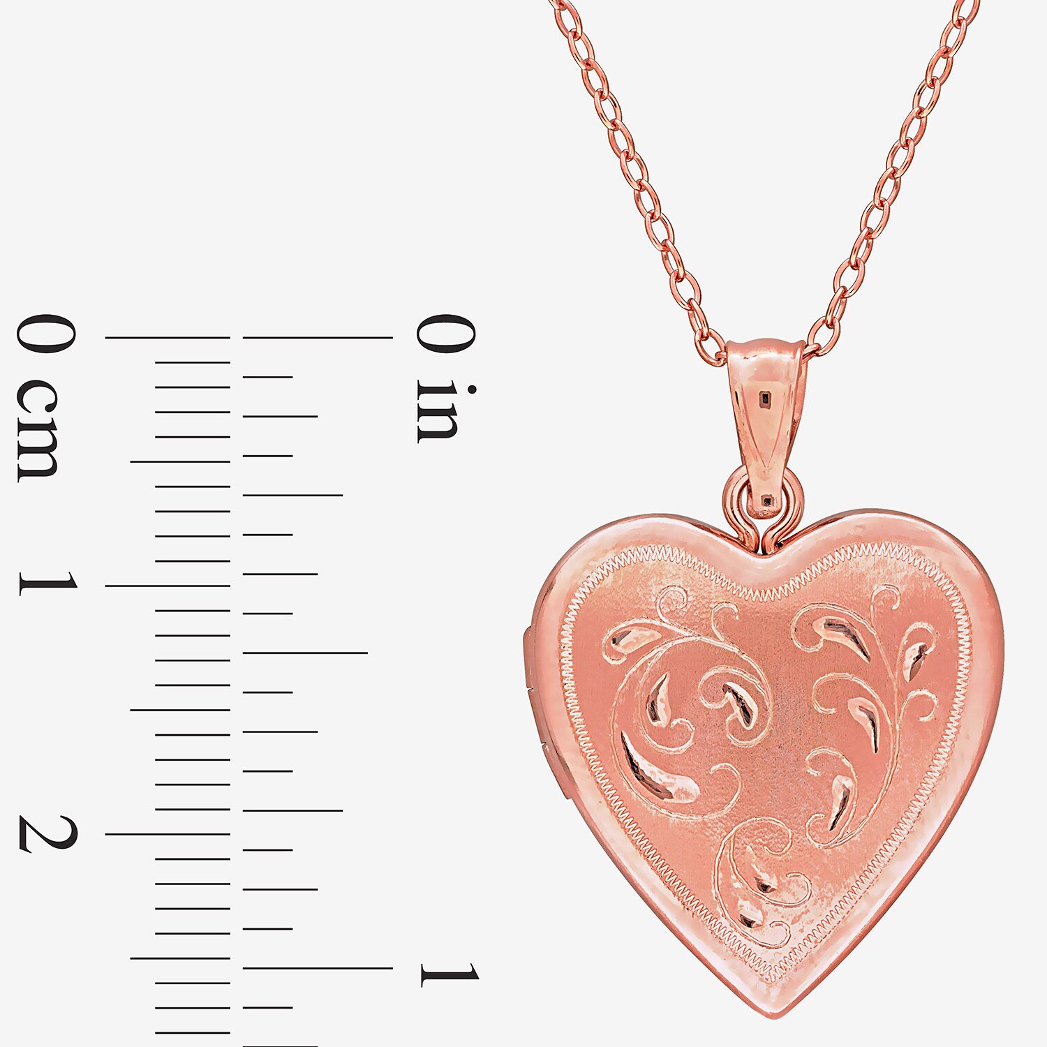 Womens 18K Rose Gold Over Silver Heart Inch Pendant Necklace