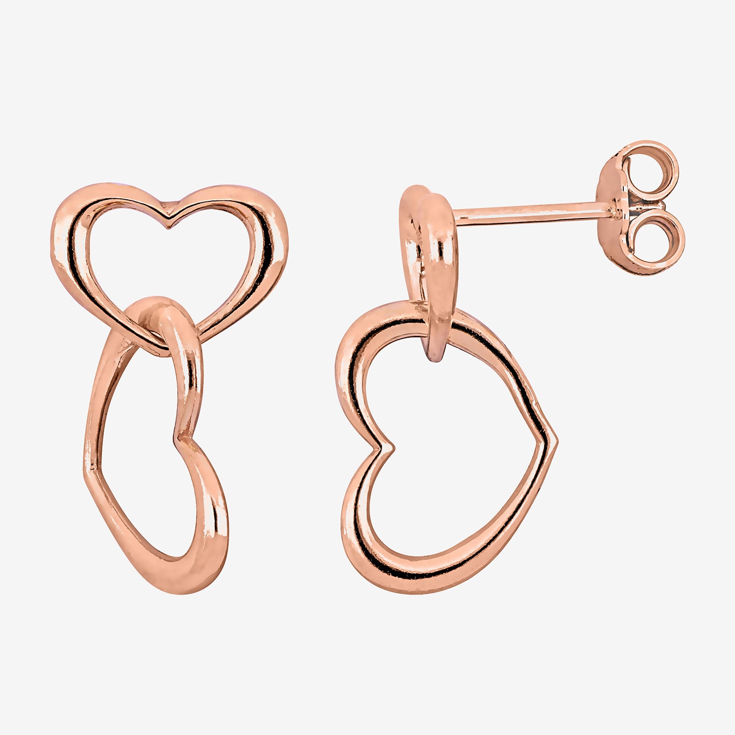 Womens 18K Rose Gold Over Silver Heart Drop Earrings