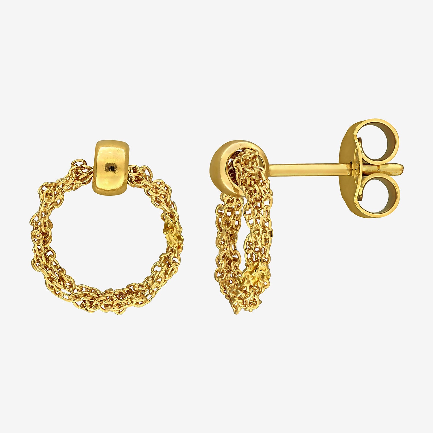 Womens 18K Gold Over Silver Circle Drop Earrings