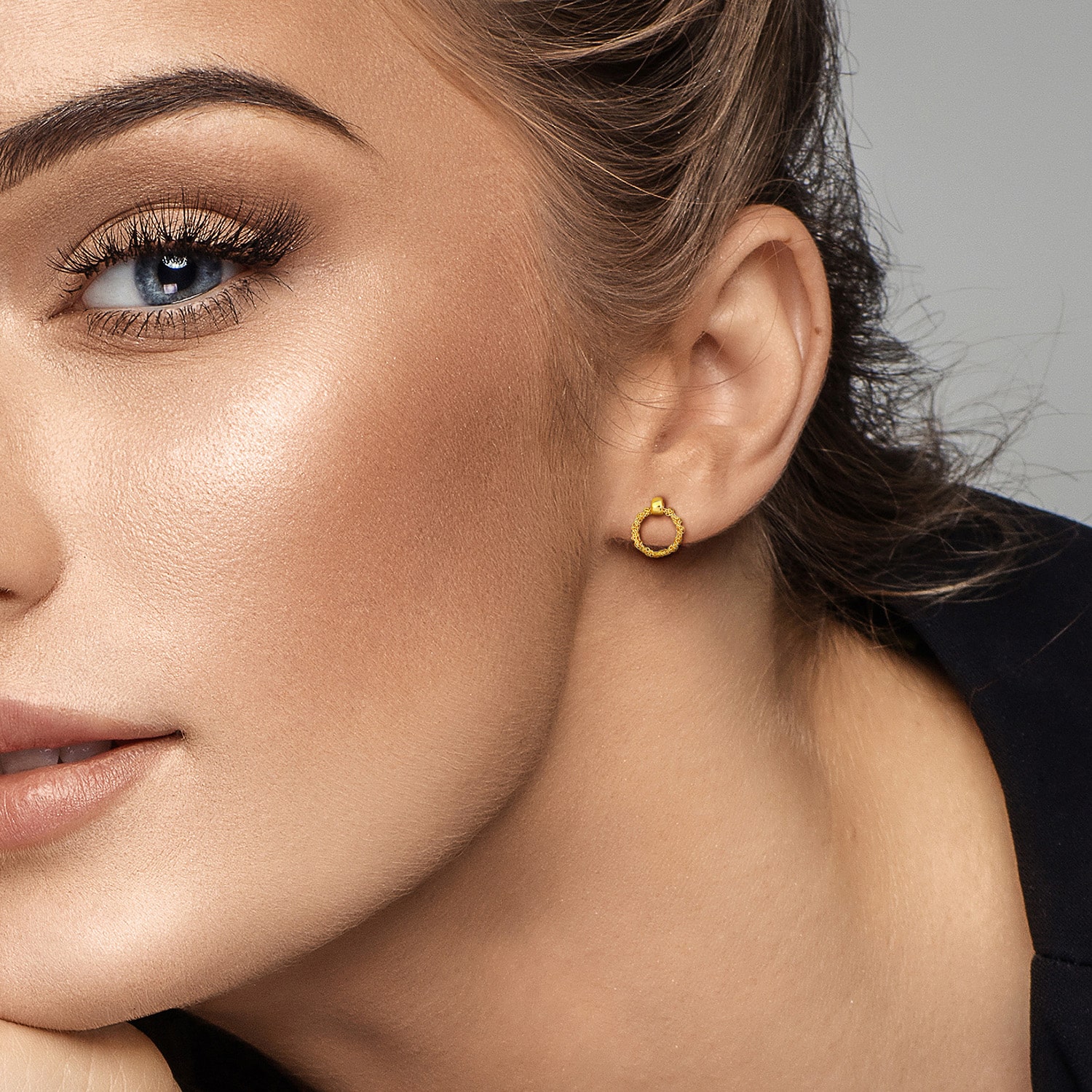 Womens 18K Gold Over Silver Circle Drop Earrings