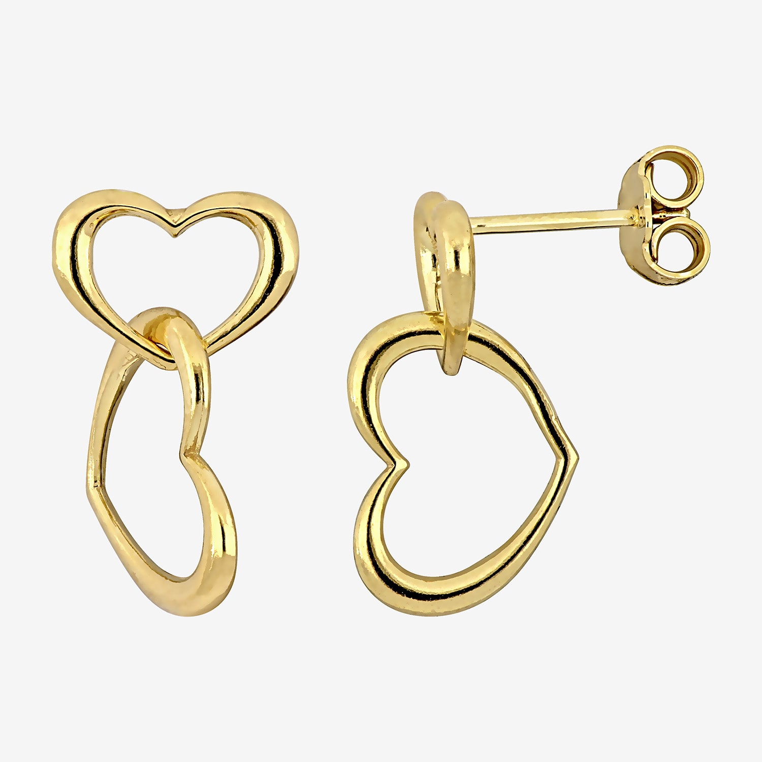Womens 18K Gold Over Silver Heart Drop Earrings