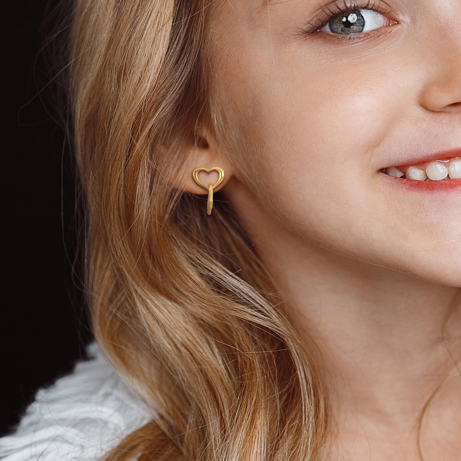 Womens 18K Gold Over Silver Heart Drop Earrings