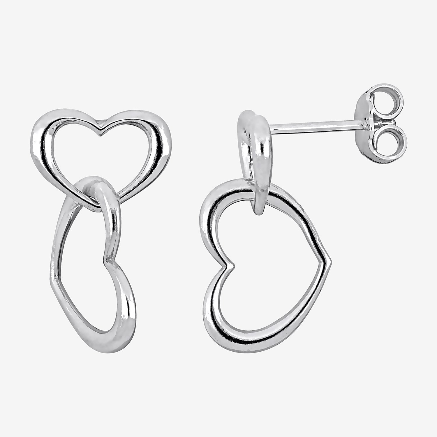 Womens Sterling Silver Heart Drop Earrings