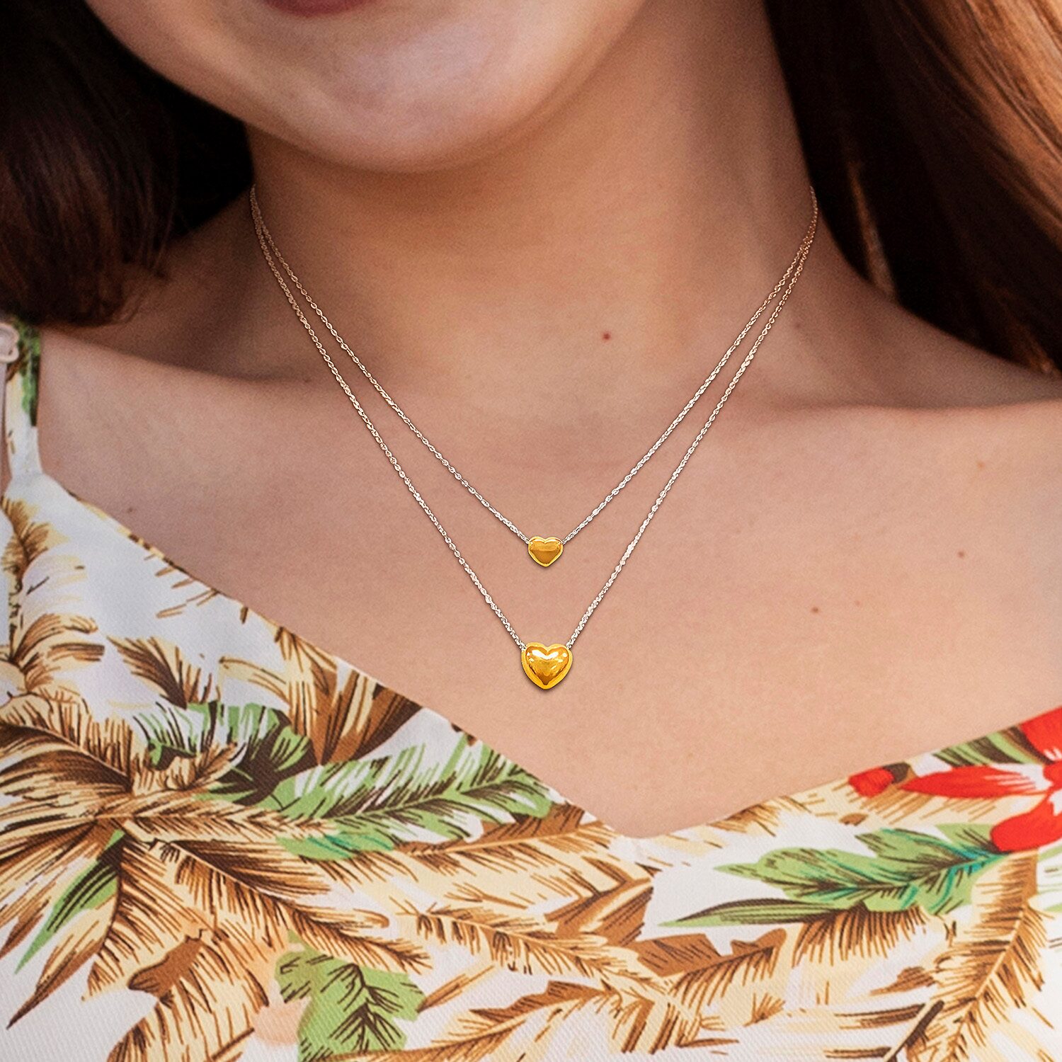 Womens 18K Gold Over Silver Heart 18 Inch Pendant Necklace