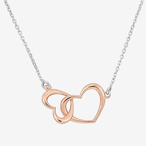 Womens 18K Rose Gold Over Silver Heart 16 1/2 Inch Pendant Necklace, One Size, Pink