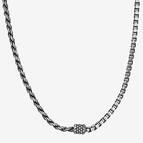 Womens Sterling Silver 20 Inch Box Chain Necklace, One Size, Black